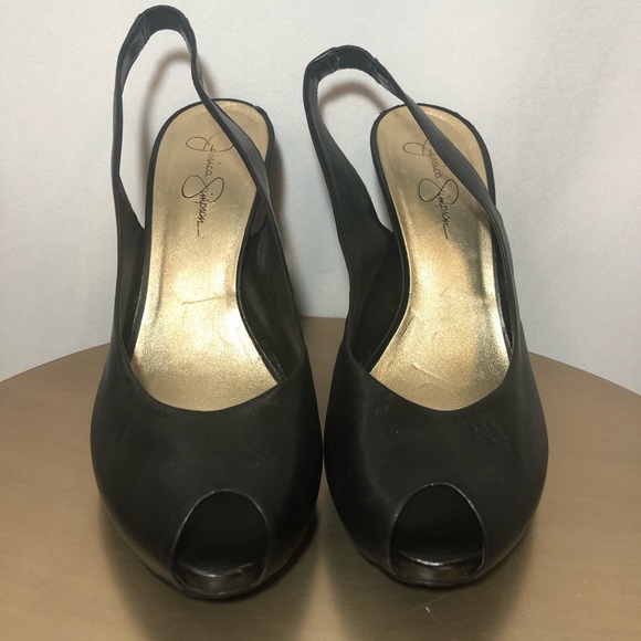 BOGO🖤 JESSICA SIMPSON PEEPTOE BLACK SZ 8.5 - Picture 3 of 7